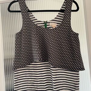 Meadow Rue Black, White & Green Patterned Layered tank